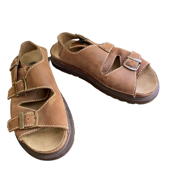 ARIZONIA JEAN CO Y2K Buckle Brown Suede Fisherman Platform Sandals Men's - Picture 4 of 9